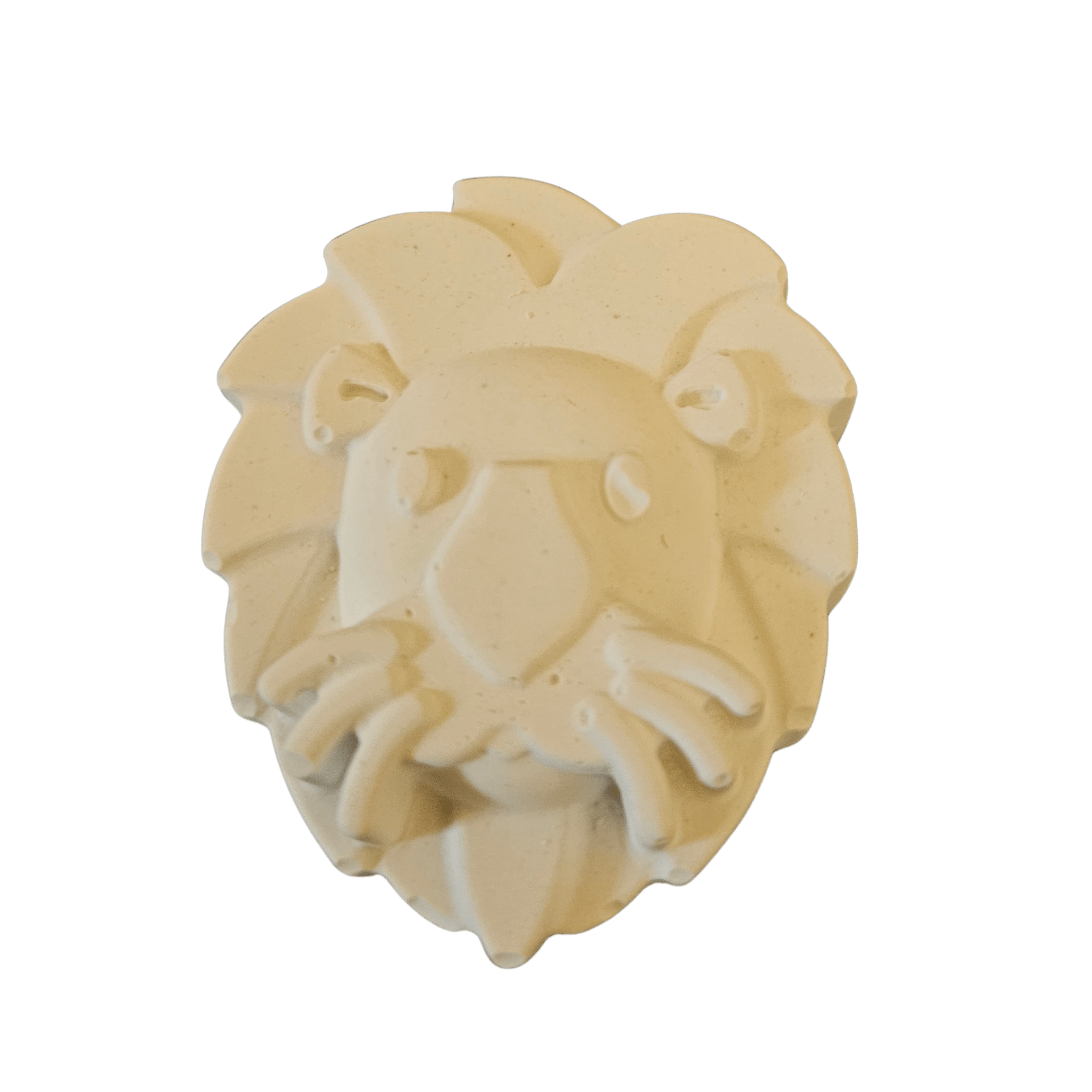 Small unpainted lion face plaster mold with mane and whiskers