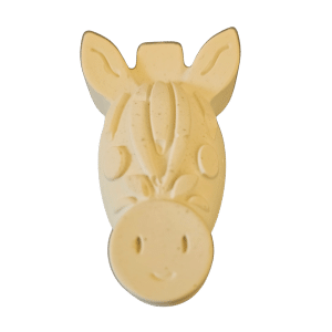 Small unpainted smiling zebra face plaster mold with stripe details